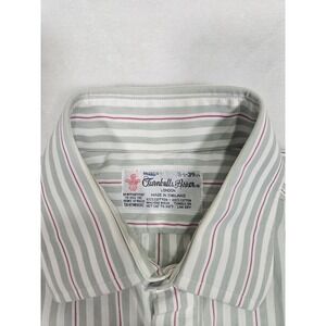 Turnbull‎ & Asser Dress Shirt Gray Red Striped Button Up Mens 15.5 39cm LS
